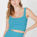 Chevron Ribbed Crop Top by NikiBiki - Horizon Blue