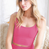Chevron Ribbed Crop Top by NikiBiki - Pink Cosmos