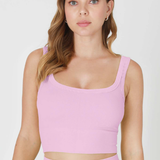 Chevron Ribbed Crop Top by NikiBiki - Peony Pink