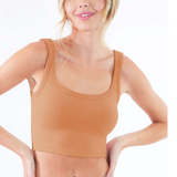 Chevron Ribbed Crop Top by NikiBiki - AZ Tan