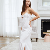 Strapless Twist Front Maxi Dress - White