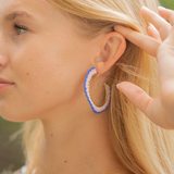 Eve - Ombre Crochet Hoop Earrings - Royal Blue / Lavender