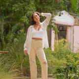 Garment Dyed Destroyed 90's Straight Leg Tan Jeans by Judy Blue