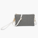 Riley Convertible Cross Body Purse, Wristlet or Clutch - Woven Black Stripe