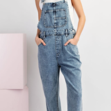 Mineral Wash  Denim Overalls - Blue Denim