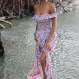 Soleil Strapless Maxi Dress - Plumeria Pink Floral