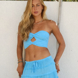 Double Twist Crop Top - Aqua