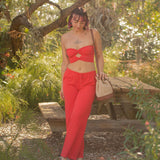 Double Twist Crop Top - Cherry Red