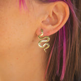 Kara - Brass Snake Post Earrings by Ink & Alloy