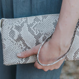 Convertible Cross Body Purse, Wristlet or Clutch - Grey Snakeskin