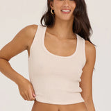 Ribbed Whipstitch Tank Top by Ocean Drive - Summer Sand