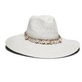 Barbados White Hat w/ Cowrie Shell & Hemp Wrap - Nikki Beach