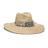 Mia Natural Hat w/ Cowrie Shell & Beaded Leather Wrap - Ale by Alessandre