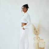Drawstring Cotton Pants - White