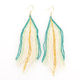 Jane - Ivory, Mint, Gold Ombre Stripe Fringe Earrings